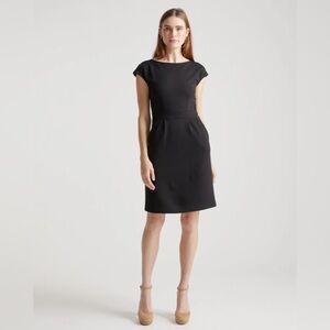 Quince Women's Ultra-Stretch Ponte Cap Sleeve Dress Black Size small